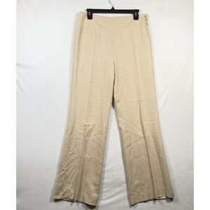 Lauren Ralph Lauren 100% Linen Wide Leg Pants Womens 4 Beige Side Zip Lined